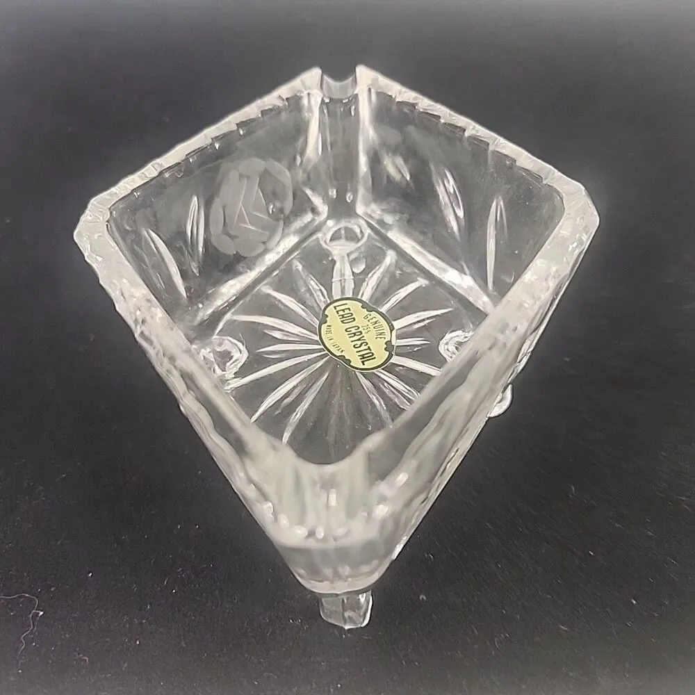 Ashtray Molded Crystal Glass Four Footed 5.25